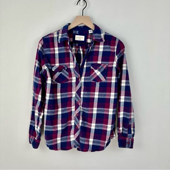 Weatherproof Purple & Blue Plaid Flannel Button Down Shirt, M - Picture 1 of 5